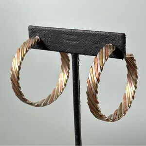 Tricolor Copper Brass Twisted Braided Post Earrings Southwestern Boho Native